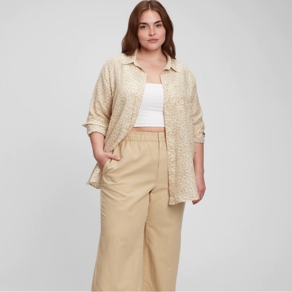 Gap Women Linen Boyfriend Shirt Color Neutral